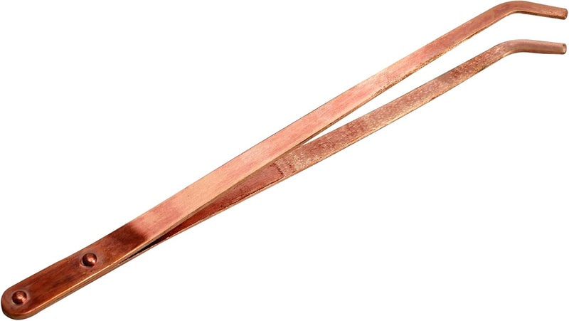 TAURISH Copper Tongs 8.5 inches Curved Tip Ideal for Jewelry Making, Soldering, Acid Baths & Pickling Tools - Image 1